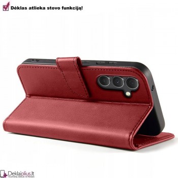 Dirbtinos odos dėklas su 4 skyreliais - raudonas (Samsung A55 5G) Dirbtinos odos dėklas su 4 skyreliais - raudonas (Samsung A55 5G)